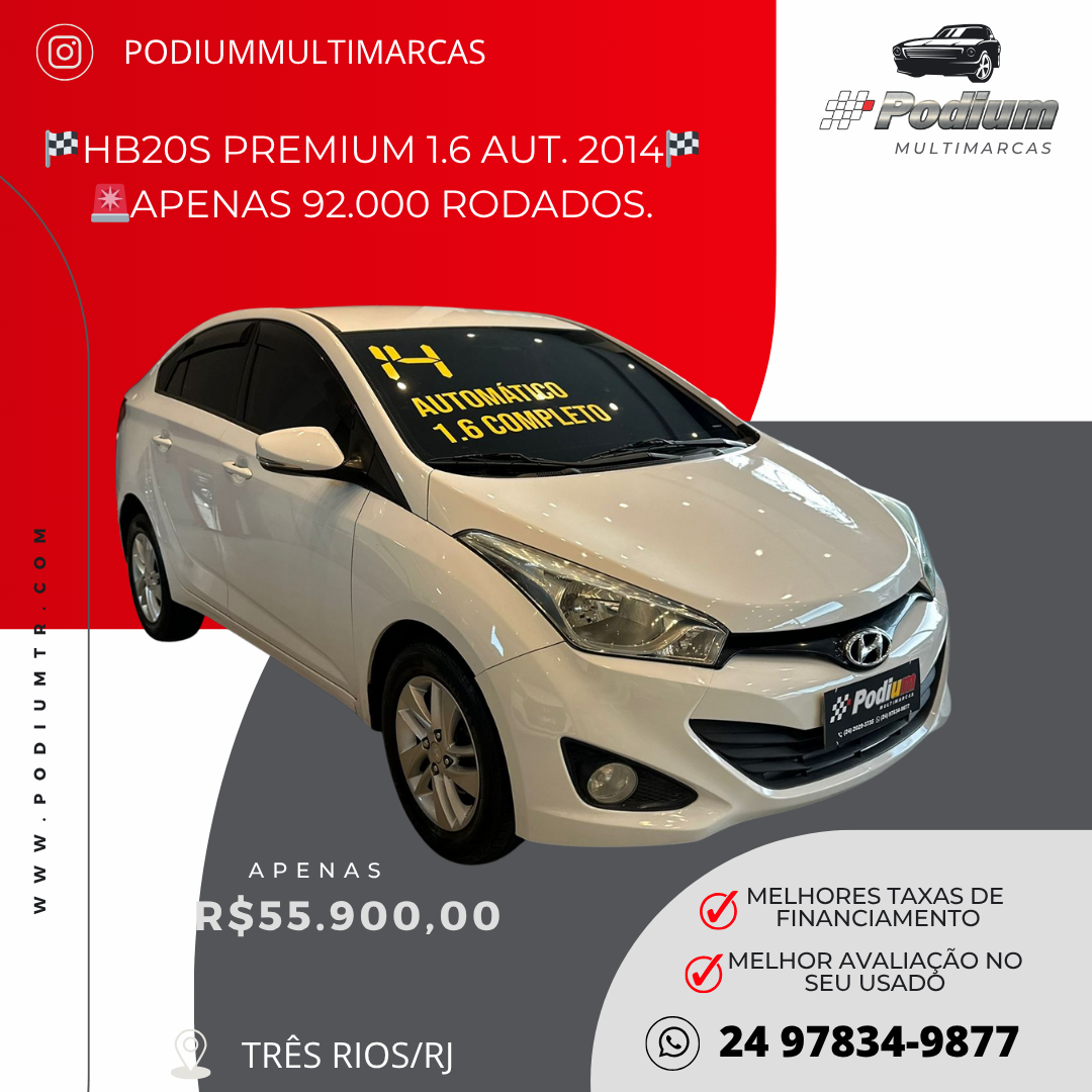 Read more about the article 🏁HB20S PREMIUM 1.6 AUT. 2014🏁