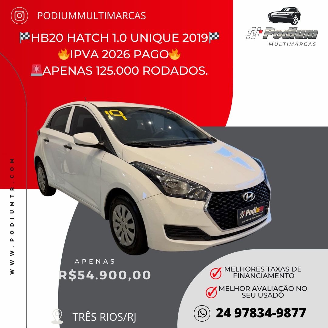 Read more about the article 🏁HB20 HATCH 1.0 UNIQUE 2019🏁