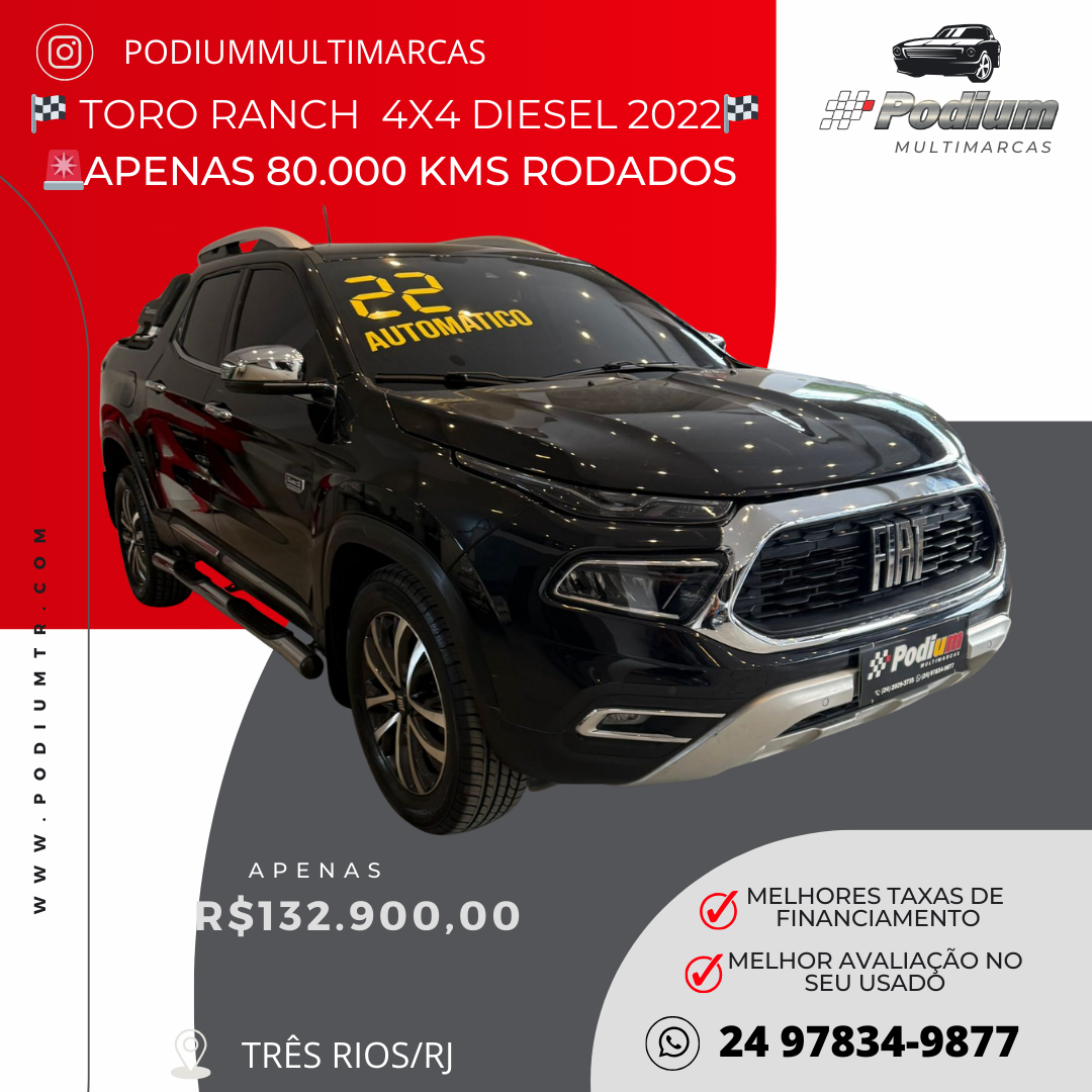 Read more about the article 🏁 Toro ranch 4×4 Diesel 2022 COMPLETA DE TUDO🏁